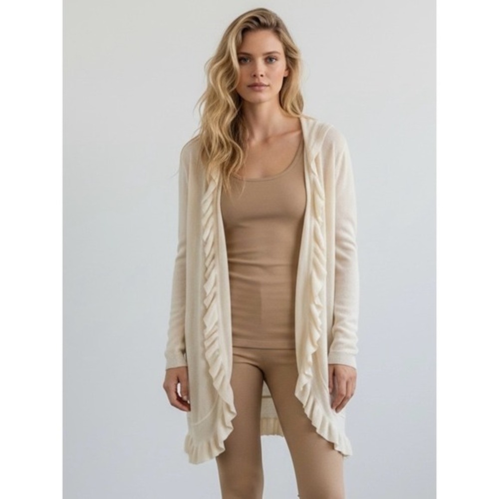 4/$40 Only‎ Mine Merino Wool Ruffled Cream Long Sweater Cardigan